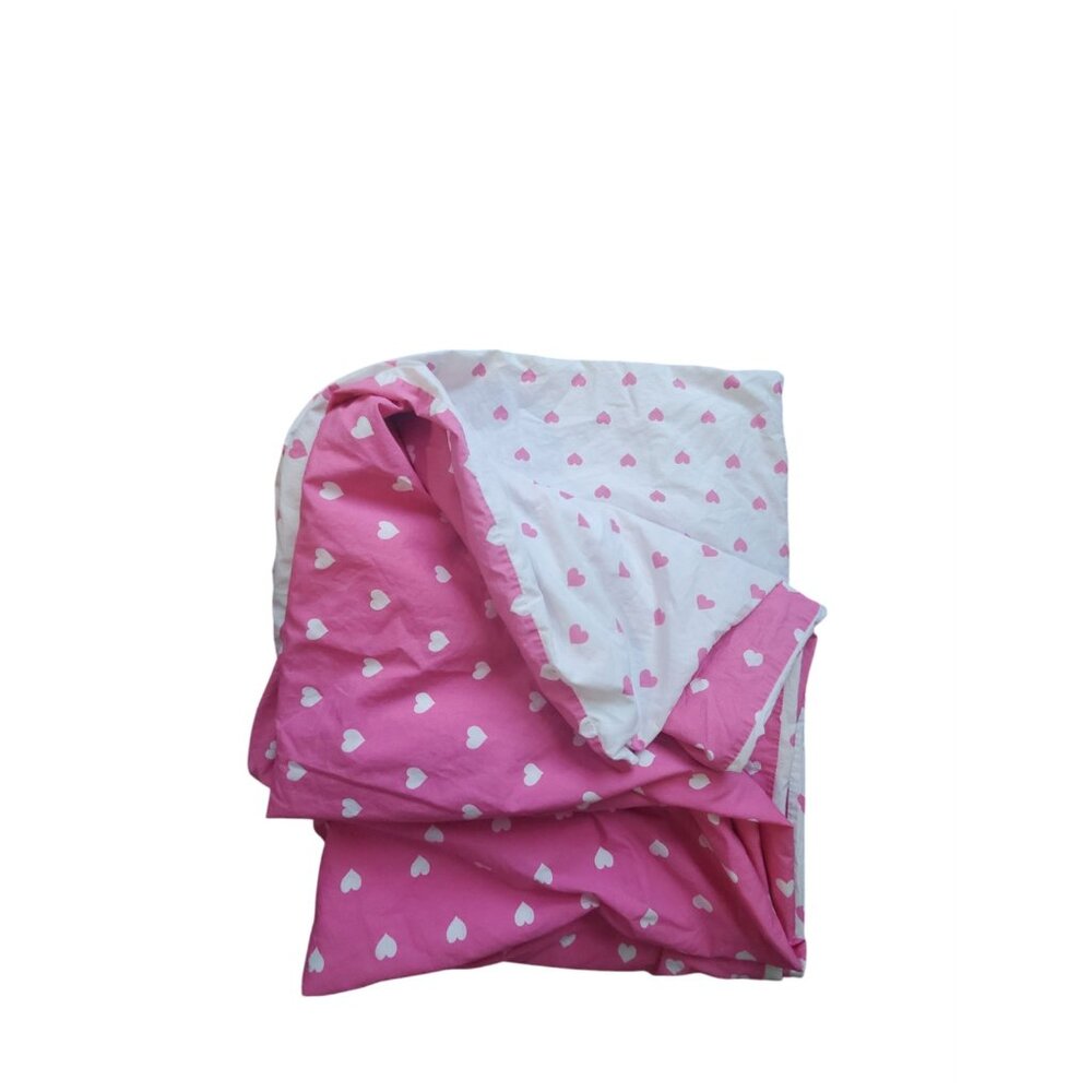 Pottery Barn Kids twin Duvet cover reversible pink white hearts cotton